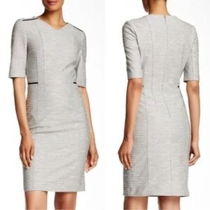 Hugo Boss Dulani Cotton Blend Gray V-neck Half Sleeve Mini Dress sz6